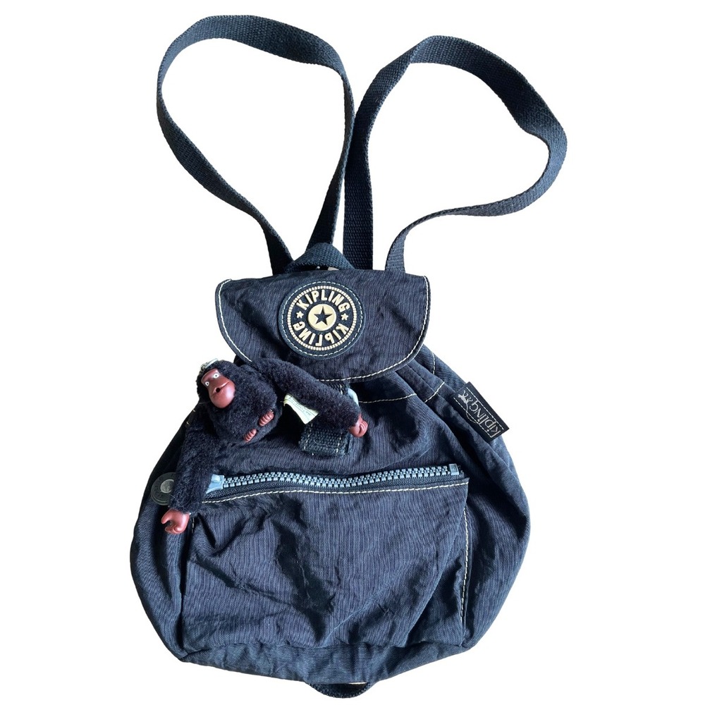 VTG Kipling Y2K Black Mini Micro Backpack Purse, 90s 2000s
